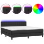 Box spring bed with mattress and LED black synthetic leather 160x200 cm by vidaXL, Beds and slatted bases - Ref: Foro24-31342...