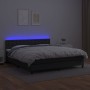 Box spring bed with mattress and LED black synthetic leather 160x200 cm by vidaXL, Beds and slatted bases - Ref: Foro24-31342...