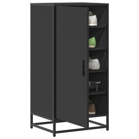 Mueble zapatero de madera de ingeniería negro 48x38x97,5 cm