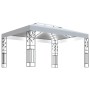 Cenador con doble techo y tira de luces LED blanco 3x4 m