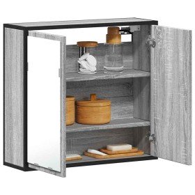 Armario con espejo de baño madera gris sonoma 65x20x60 cm en Tocadores de baño | Comprar online en Foro24