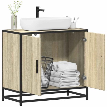 Mueble de lavabo de baño roble Sonoma 65x33x60 cm madera de
