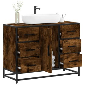 Armario lavabo baño madera ingeniería roble ahumado 80x33x60 cm Armario lavabo baño madera ingeniería roble ahumado 80x33x60 cm