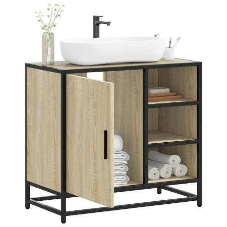 Mueble de lavabo de baño roble Sonoma 65x33x60 cm madera de