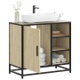 Mueble de lavabo de baño roble Sonoma 65x33x60 cm madera de