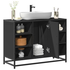 Armario de lavabo de baño madera ingeniería negro 80x33x60 cm Armario de lavabo de baño madera ingeniería negro 80x33x60 cm