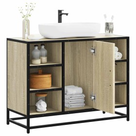 Mueble de lavabo para baño roble Sonoma 80x33x60 cm madera de ingeniería Mueble de lavabo para baño roble Sonoma 80x33x60 cm madera de