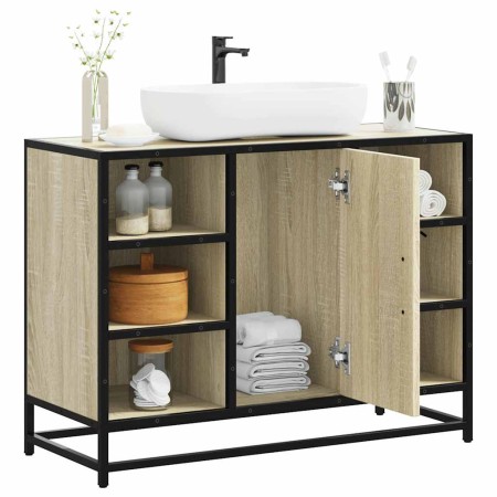 Mueble de lavabo para baño roble Sonoma 80x33x60 cm madera de