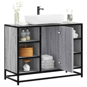 Armario lavabo baño madera ingeniería gris Sonoma 80x33x60 cm Armario lavabo baño madera ingeniería gris Sonoma 80x33x60 cm