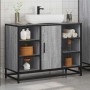 Armario lavabo baño madera ingeniería gris Sonoma 80x33x60 cm
