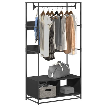 Armario de madera de ingeniería negra 90x50x180 cm