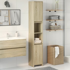 Armario de baño madera contrachapada color roble 30x30x183,5 cm Armario de baño madera contrachapada color roble 30x30x183,5 cm