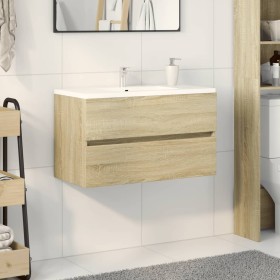 Armario lavabo madera de ingeniería roble Sonoma 80x38,5x45 cm Armario lavabo madera de ingeniería roble Sonoma 80x38,5x45 cm