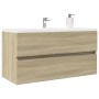 Armario lavabo madera contrachapada roble Sonoma 90x38,5x45 cm