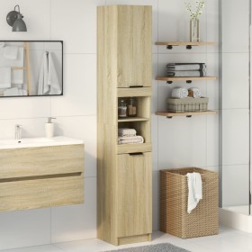 Armario de baño madera ingeniería roble Sonoma 32x34x188,5 cm Armario de baño madera ingeniería roble Sonoma 32x34x188,5 cm