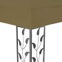 Cenador doble techo y tira de luz LED gris taupe 3x4 m 180 g/m²