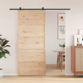 Puerta de granero madera maciza de pino 90x208 cm