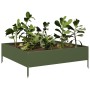 Arriate de acero verde oliva 100x100x33,5 cm en Maceteros y jardineras | Comprar online en Foro24
