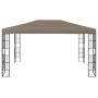 Carpa cenador de jardín con tira de luces LED 4x3 m taupé
