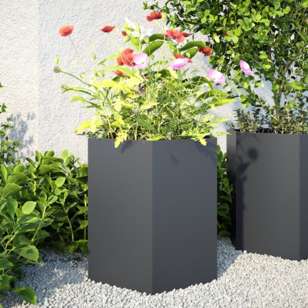 Jardineras hexagonales 2 uds acero antracita 46x40x45 cm en Maceteros y jardineras | Comprar online en Foro24