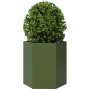 Jardineras hexagonales 2 uds acero verde oliva 46x40x45 cm