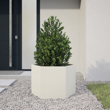 Jardinera hexagonal acero blanco 69x60x45 cm