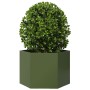 Jardinera hexagonal de acero verde oliva 69x60x45 cm en Maceteros y jardineras | Comprar online en Foro24