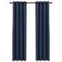 Blackout curtains with linen look eyelets 2 pcs blue 140x225 cm by vidaXL, Curtains and curtains - Ref: Foro24-321177, Price:...