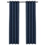 Verdunkelungsvorhänge mit Ösen in Leinenoptik, 2 Stück, blau, 140 x 225 cm von vidaXL, Vorhänge und Gardinen - Ref: Foro24-32...