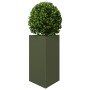 Jardineras triangulares 2 uds acero verde oliva 50x43x75 cm