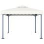Cenador con tira de luces LED aluminio crema 300x300 cm