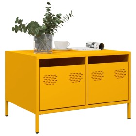 Mueble TV acero laminado en frío amarillo mostaza 68x50x43,5 cm Mueble TV acero laminado en frío amarillo mostaza 68x50x43,5 cm