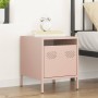Mesita de noche acero rosa 35x39x43,5 cm