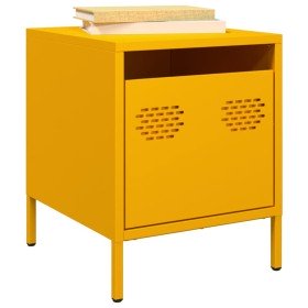 Mesitas de noche 2 uds acero amarillo mostaza 35x39x43,5 cm en Mesitas de noche | Comprar online en Foro24