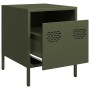Mesita de noche acero verde oliva 35x39x43,5 cm