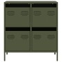 Aparador de acero laminado en frío verde oliva 68x39x73,5 cm