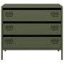Aparador de acero laminado en frío verde oliva 68x39x58,5 cm