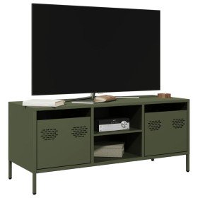 Mueble TV acero laminado en frío verde oliva 101,5x39x43,5 cm Mueble TV acero laminado en frío verde oliva 101,5x39x43,5 cm
