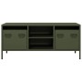 Mueble TV acero laminado en frío verde oliva 101,5x39x43,5 cm