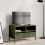 Mueble para TV acero laminado en frío verde oliva 68x39x43,5 cm