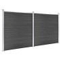 Juego de paneles de valla WPC negro 353x186 cm
