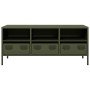 Mueble TV acero laminado en frío verde oliva 101,5x39x43,5 cm