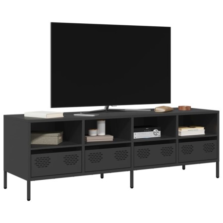 Mueble para TV acero laminado en frío negro 135x39x43,5 cm en Muebles TV | Comprar online en Foro24