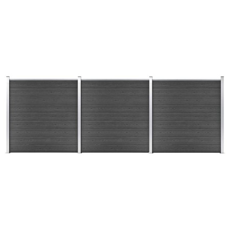 Juego de paneles de valla WPC negro 526x186 cm