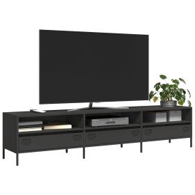 Mueble para TV acero laminado en frío negro 202x39x43,5 cm en Muebles TV | Comprar online en Foro24