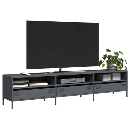 Mueble de TV acero laminado en frío antracita 202x39x43,5 cm