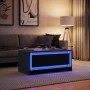 Mesa de centro con luces LED madera de ingeniería negra