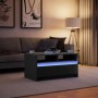Mesa de centro con luces LED madera de ingeniería negra en Mesas de centro | Comprar online en Foro24