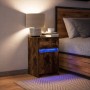 Mesita de noche con luces LED madera ingeniería roble ahumado en Mesitas de noche | Comprar online en Foro24