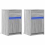 Mesitas de noche luces LED 2 uds madera ingeniería gris Sonoma